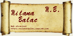 Milana Balać vizit kartica